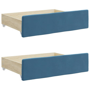 Gavetas de cama 2 pcs derivados de madeira e veludo azul H