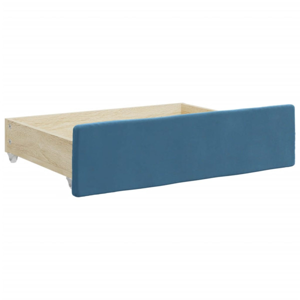 Cajones de cama 2 uds madera de ingeniería y terciopelo azul M 3