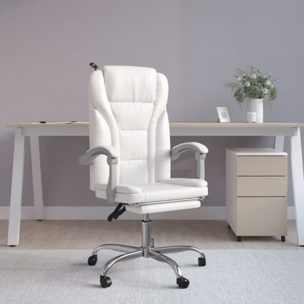 Silla de oficina reclinable cuero sintético blanco D
