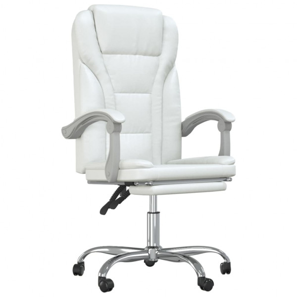 Silla de oficina reclinable cuero sintético blanco M 2