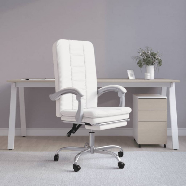 Silla de oficina reclinable cuero sintético blanco D