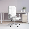 Silla de oficina reclinable masaje cuero sintético blanco 1