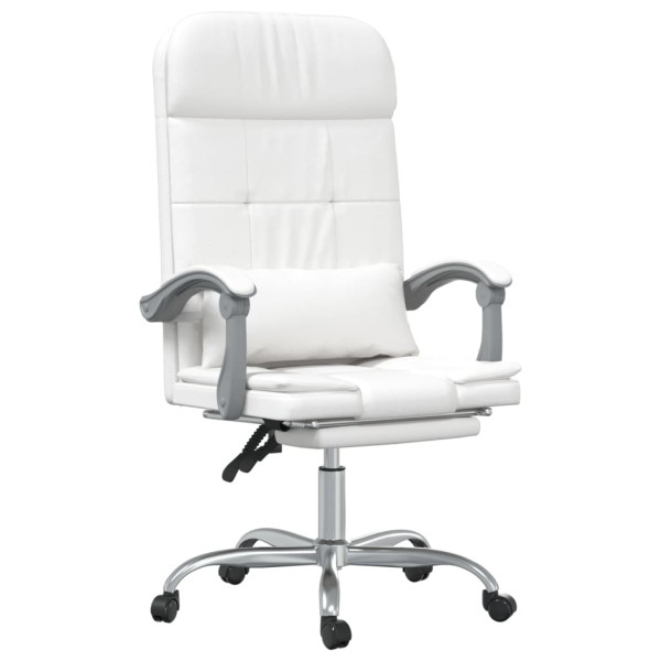 Silla de oficina reclinable masaje cuero sintético blanco M 2