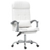 Silla de oficina reclinable masaje cuero sintético blanco 2
