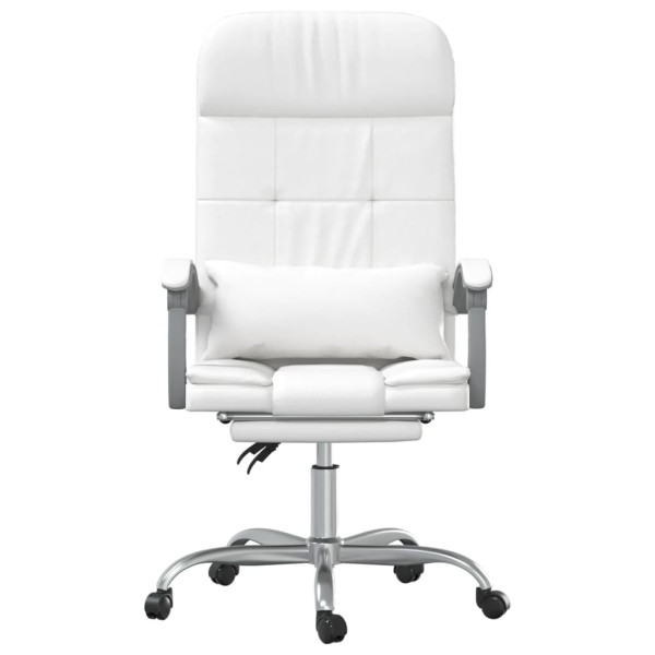 Silla de oficina reclinable masaje cuero sintético blanco M 3