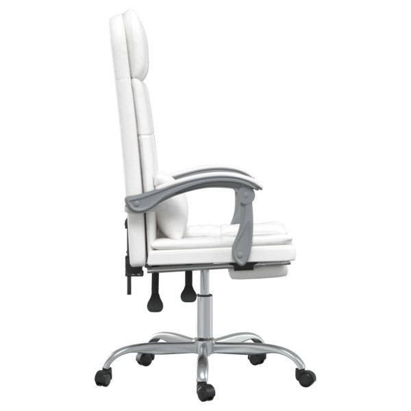 Silla de oficina reclinable masaje cuero sintético blanco M 4