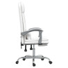 Silla de oficina reclinable masaje cuero sintético blanco 4