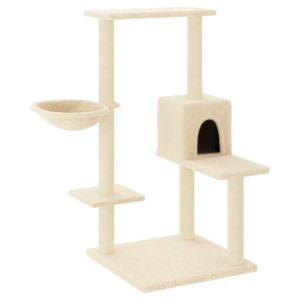 Árvore para gatos c/ postes arranhadores sisal 95 cm cor creme H