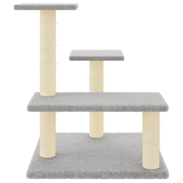 Rascador para gatos con postes de sisal gris claro 61 cm M 3