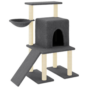 Árvore gatos c/ postes arranhadores sisal 96.5 cm cinza-escuro H