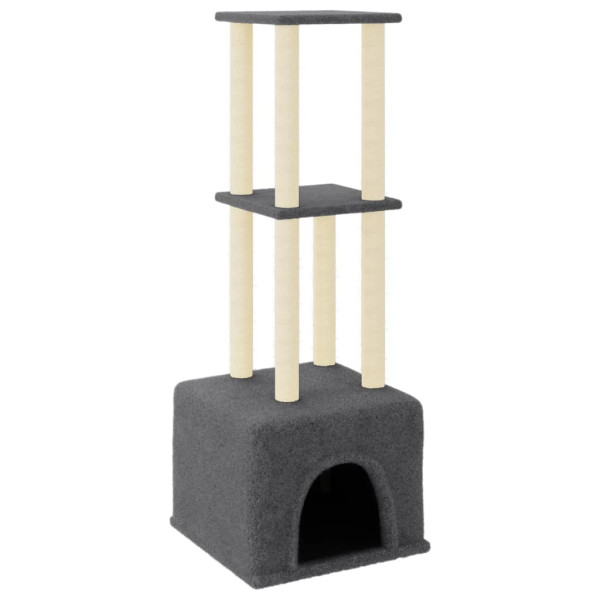 Árvore gatos c/ postes arranhadores sisal 133.5 cm cinza-escuro M 2
