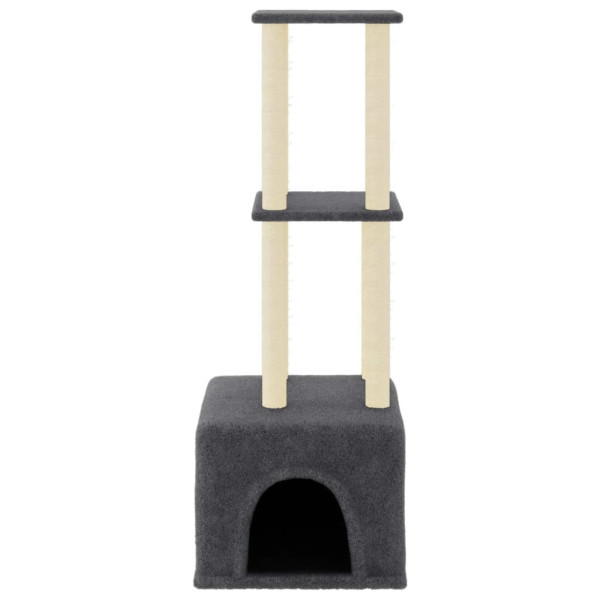 Árvore gatos c/ postes arranhadores sisal 133.5 cm cinza-escuro M 3