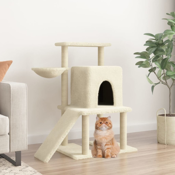 Rascador para gatos con postes de sisal color crema 96.5 cm D