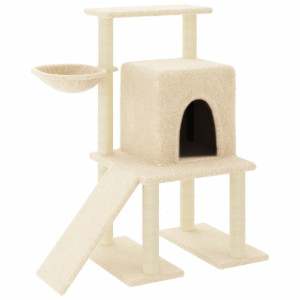 Árvore para gatos c/ postes arranhadores sisal 96.5 cm creme H