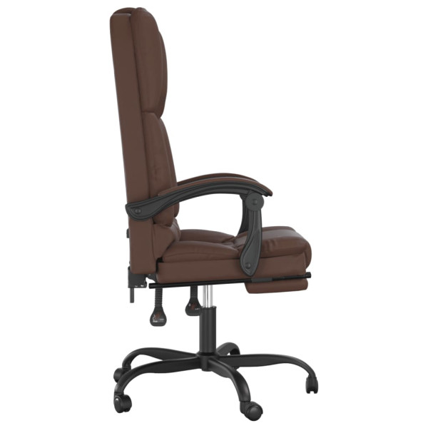 Silla de oficina reclinable masaje cuero sintético marrón M 4