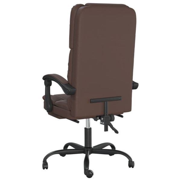 Silla de oficina reclinable masaje cuero sintético marrón M 5