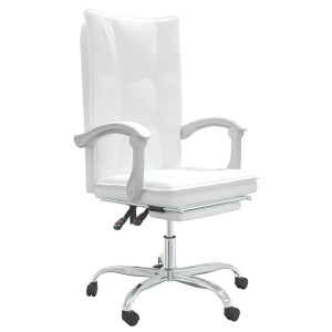 Silla de oficina reclinable cuero sintético blanco H