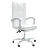 Silla de oficina reclinable cuero sintético blanco 2