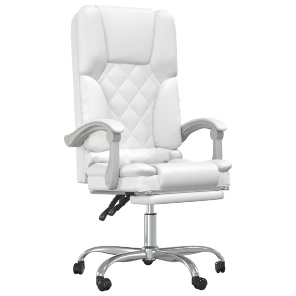Silla de oficina reclinable masaje cuero sintético blanco M 2