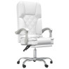 Silla de oficina reclinable masaje cuero sintético blanco 2