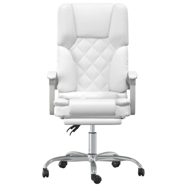 Silla de oficina reclinable masaje cuero sintético blanco M 3