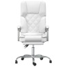 Silla de oficina reclinable masaje cuero sintético blanco 3