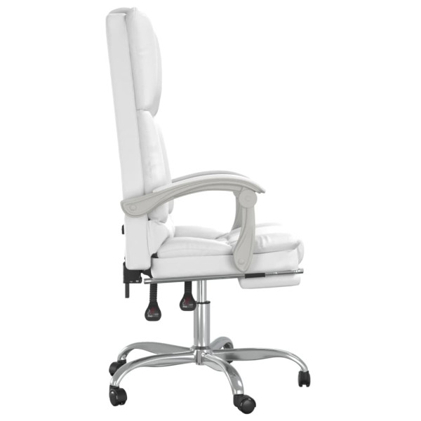 Silla de oficina reclinable masaje cuero sintético blanco M 4