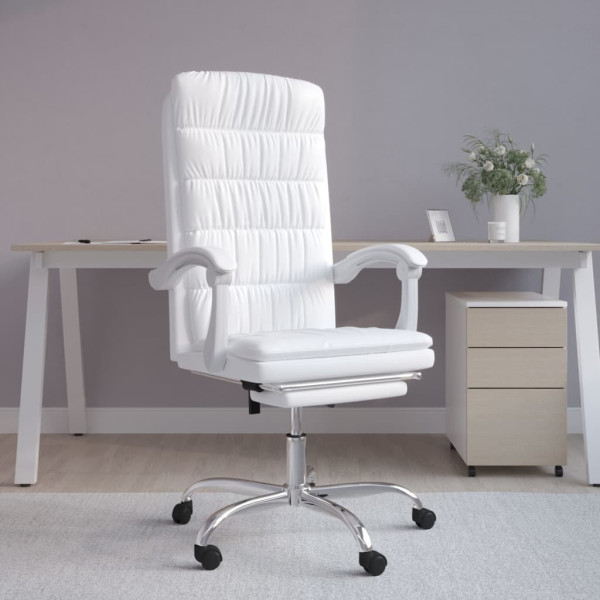 Silla de oficina reclinable cuero sintético blanco D