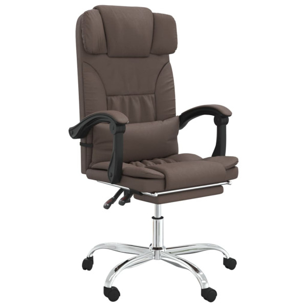 Silla de oficina reclinable masaje cuero sintético marrón M 2
