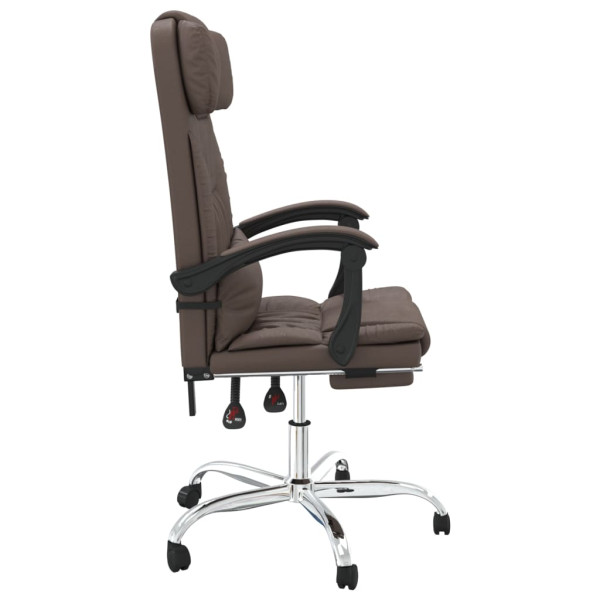 Silla de oficina reclinable masaje cuero sintético marrón M 4
