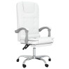 Silla de oficina reclinable masaje cuero sintético blanco 2