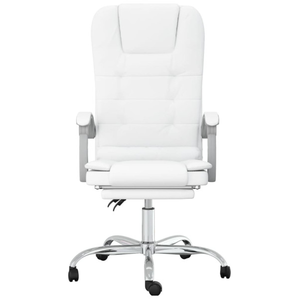 Silla de oficina reclinable masaje cuero sintético blanco M 3
