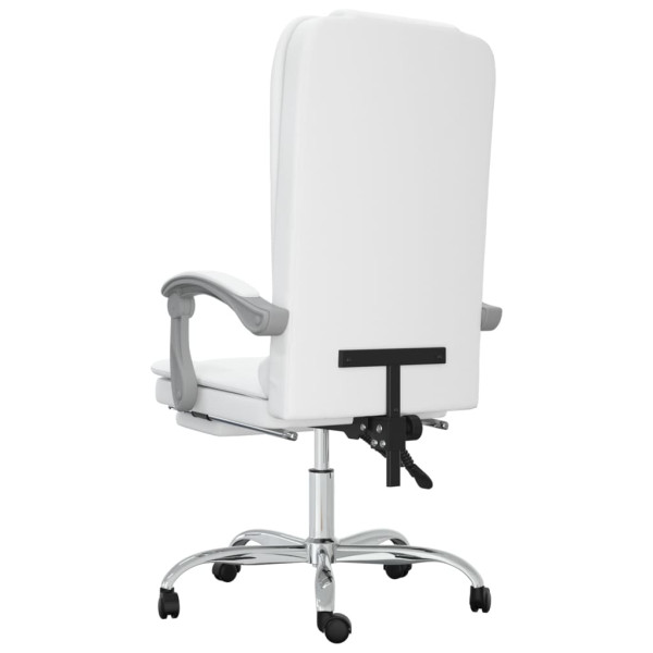 Silla de oficina reclinable masaje cuero sintético blanco M 5