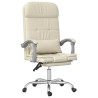 Silla de oficina reclinable masaje cuero sintético color crema 2