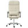 Silla de oficina reclinable masaje cuero sintético color crema 3