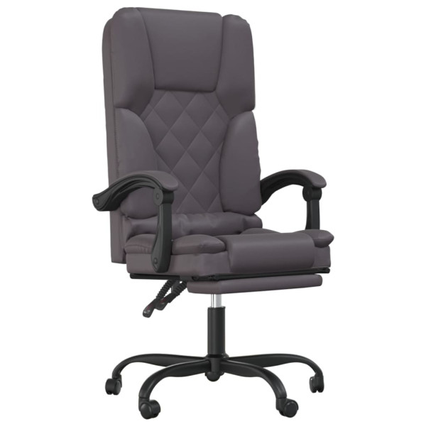 Silla de oficina reclinable masaje cuero sintético gris M 2