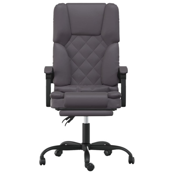 Silla de oficina reclinable masaje cuero sintético gris M 3