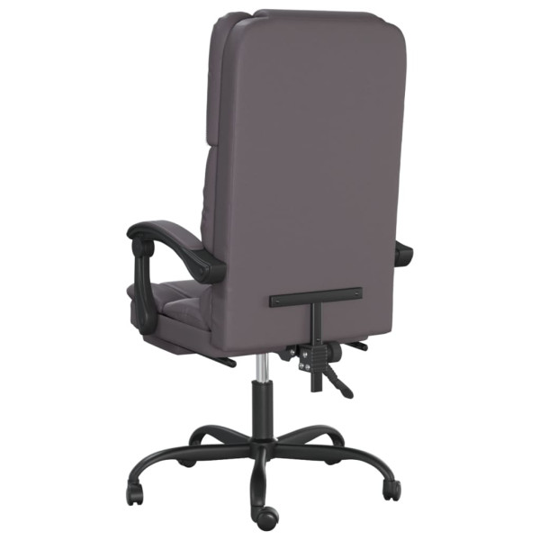 Silla de oficina reclinable masaje cuero sintético gris M 5