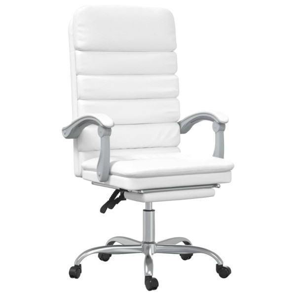 Silla de oficina reclinable masaje cuero sintético blanco M 2