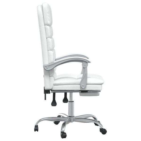 Silla de oficina reclinable masaje cuero sintético blanco M 4