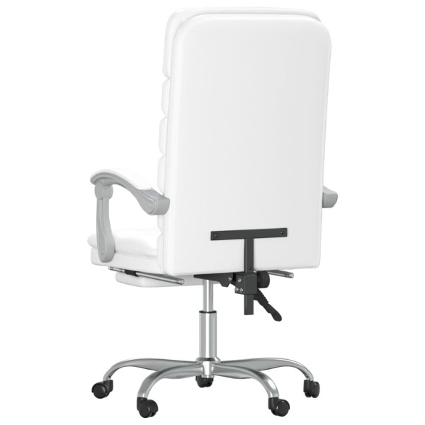 Silla de oficina reclinable masaje cuero sintético blanco M 5