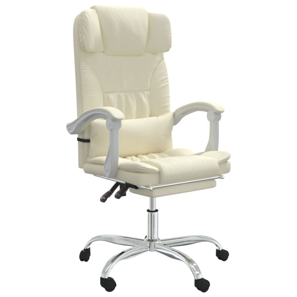 Silla de oficina reclinable cuero sintético crema M 2