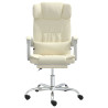 Silla de oficina reclinable cuero sintético crema 3