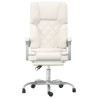 Silla de oficina reclinable masaje cuero sintético color crema 3