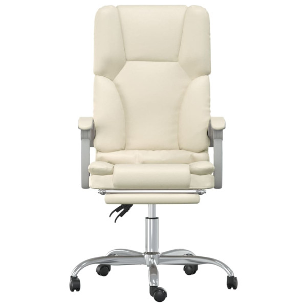 Silla de oficina reclinable masaje cuero sintético color crema M 3