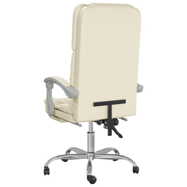 Silla de oficina reclinable masaje cuero sintético color crema M 5