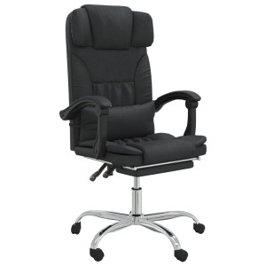 Silla de oficina reclinable masaje cuero sintético negro H