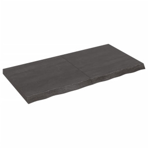 Encimera de baño madera maciza tratada gris oscuro 120x60x6 cm H