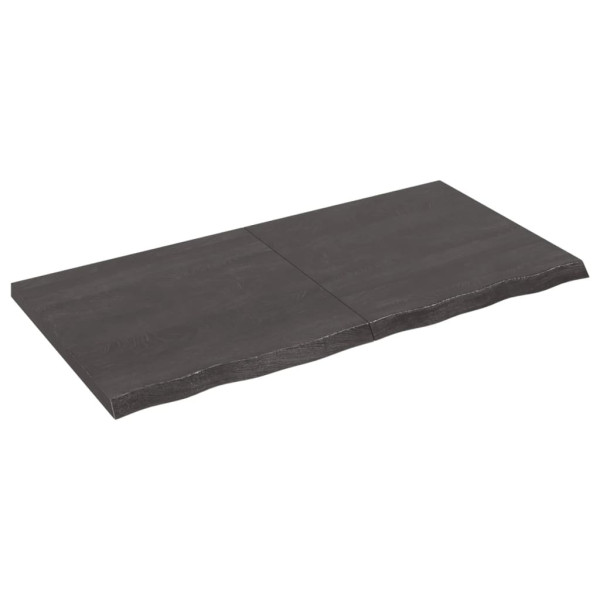 Encimera de baño madera maciza tratada gris oscuro 120x60x4 cm M 2