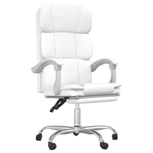 Silla de oficina reclinable cuero sintético blanco H